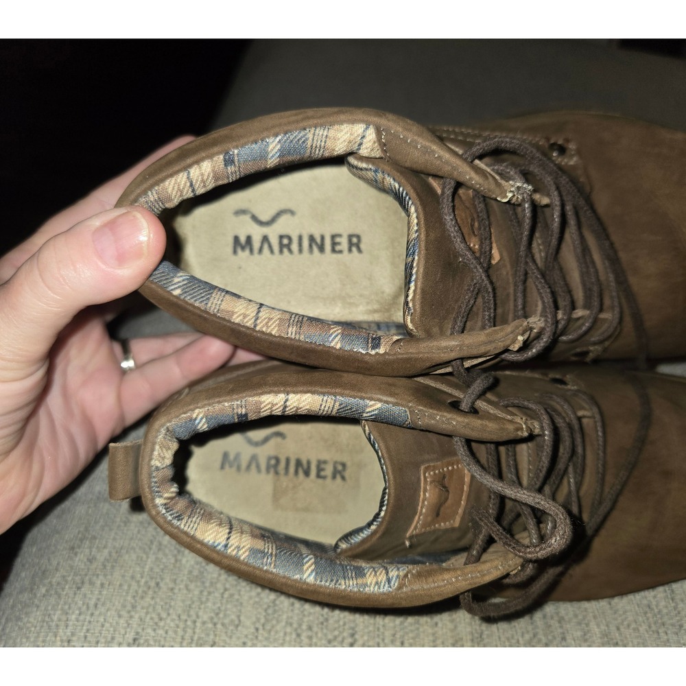 Mariner Mens Brown Leather Chukka Boots Lace Up Ankle Plaid Lined Size 8 - Picture 4 of 5